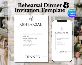Rehearsal Dinner Invitations | rustic wedding invitation template | The Night Before | Wedding Rehearsal Invite |  Elegant rehearsal