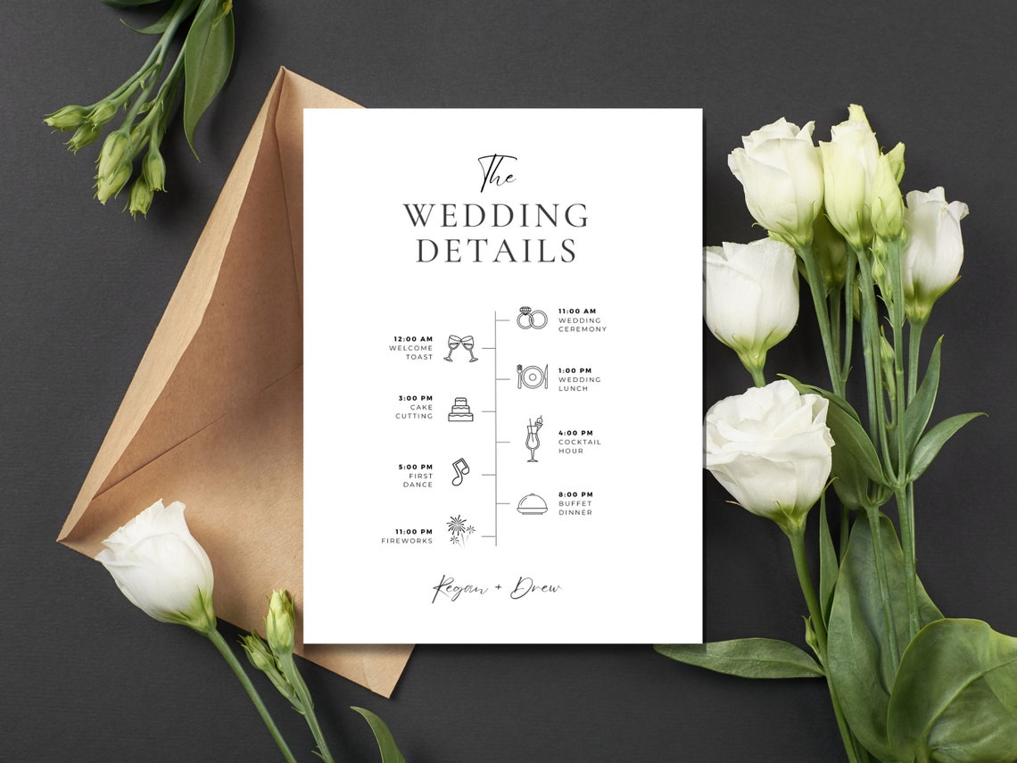 Wedding Timeline Template Wedding Day Timeline Wedding Itinerary ...