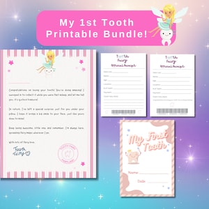 Mi primer diente / Carta del Hada de los Dientes / Manualidades de 5 minutos / Mi primer diente / Hada de los Dientes SVG / Fiesta del primer diente / Hada de los Dientes Rosa / Imprimible