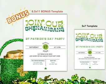 Editable St Patricks Day Invitation | St Patricks Invite | Pub Crawl | St Patricks Day PNG | St. Patrick's Day Party Invitation Bundle
