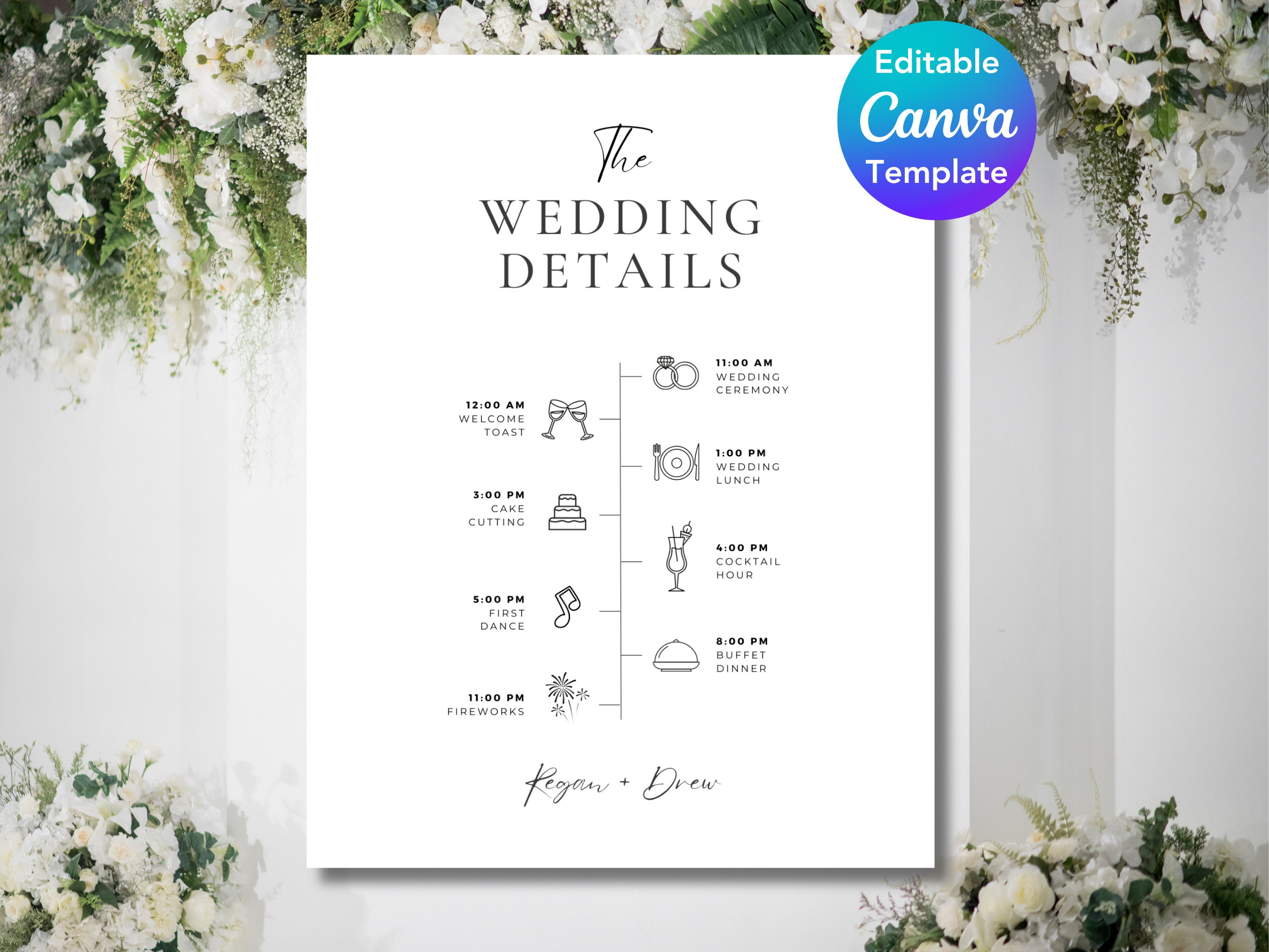Wedding Timeline Template Wedding Day Timeline Wedding Itinerary ...