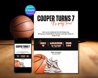 Basketball Birthday Invitation | Basketball Party Invitation | Basketball Picture | Sports Birthday | Basketball Flyer | Sports Birthday