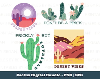 Cactus SVG Bundle: Desert Botanical Clipart (Digital Download)