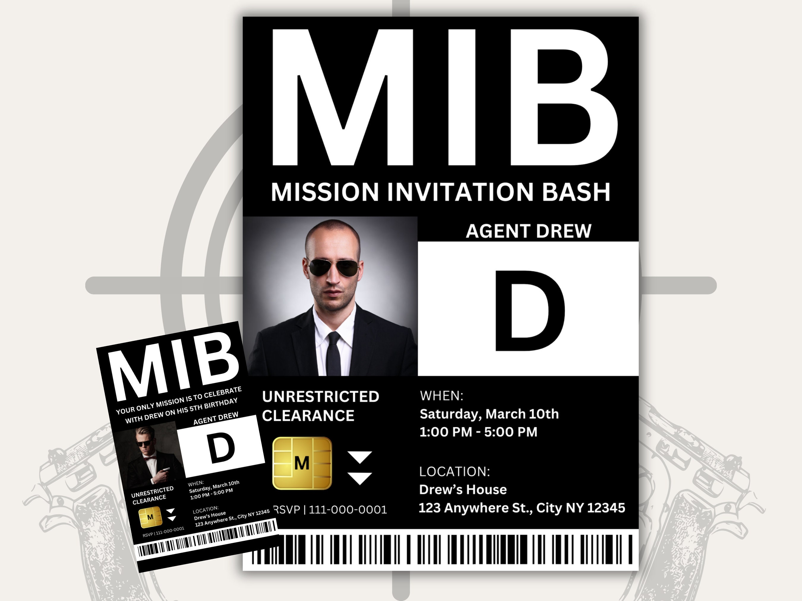 MIB Id Template, Printable Id Badge Mib, Personalized Men in Black MIB Id Template, Printable Id Badge Mib, Personalized Men in Black