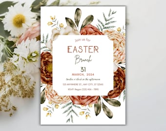 Easter Brunch Invitation | Easter Brunch Flyer | Easter Brunch Invite | Floral Easter Egg Hunt Invitation | Editable Invitation Template