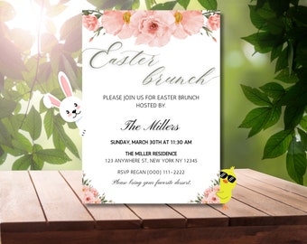Floral Easter Brunch Invitation: Editable Template (5x7 inches)