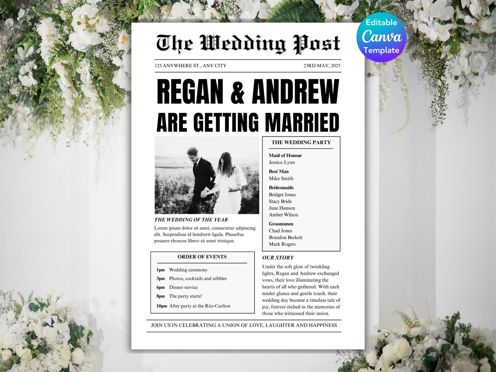 Wedding Day Timeline Unique Wedding Invitations Wedding Timeline ...