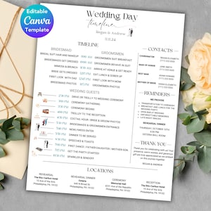 Wedding Timeline Template, Wedding Day Timeline, Wedding Checklist, Editable Wedding Timeline, Reception Timeline, Wedding Itinerary