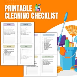 Printable Home Cleaning Planner, Cleaning checklist, Cleaning Schedule,  Kids Chore Chart, Home Cleaning list, Weekly Cleaning Schedule