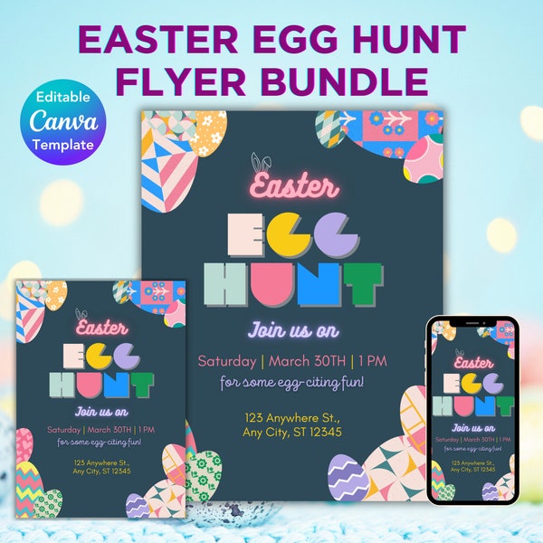 Easter Egg Hunt Flyer | Church Flyer | Easter Egg Hunt Bundle | Egg Hunt Flyer | Editable Easter Egg Hunt Flyer | Easter Party Flyer