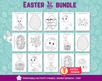 Easter activity worksheets, Printable Games, Activities, & Coloring Pages for Kids | Easter Activity Pack, Word Search Bundle