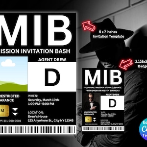 MIB Id Template, Printable Id Badge Mib, Personalized Men in Black ...