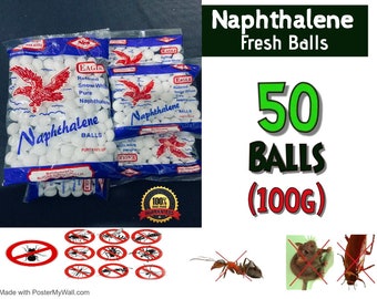 50 Mothballs Naphthelene Balls Pest Insect Control Clothes shield free shipping