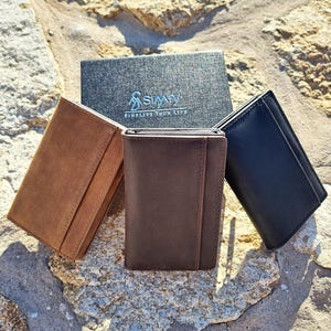 Geldbeutel aus Echtleder | RFID Schutz Personalisierte Portemonnaie mit Gravur als Geschenk | Slim Wallet mit Kartenhalter + Münzfach