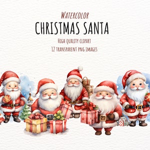 Christmas Clipart, Santa Claus Clipart, Christmas Santa PNG, Santa Clipart, Christmas Clipart, Watercolor png.