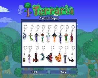 Video Game Terraria Weapon Acrylic Keychain Keyring - Handmade Gift for Terraria Gamer, Accessories Collections