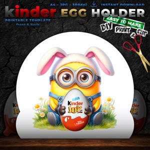Coniglietto pasquale fai da te. Espositore per ovetti Kinder di cioccolato. Regalo di Pasqua per bambini. Lavoretti di Pasqua per bambini. Cestino di Pasqua. Modello stampabile. Stampa, taglia.