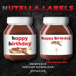 Printable birthday nutella chocolate hazelnut spread jar label template. 1000g. Funny sweet birthday gift. Instant download. A4. JPG + PDF.