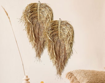 Decorazione da parete in rafia naturale, decorazione da parete in stile boho, arte da parete in rafia boho, arredamento per la casa, decorazione da parete in rafia, arredamento per il soggiorno, arredamento boho