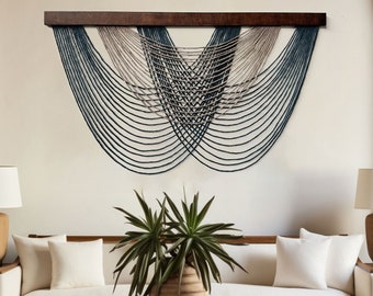 Boho Fiber Art Wall Hanging: Handwoven Cotton, Bedroom Decor