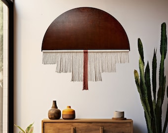 Half Moon Macrame Wall Hanging: Boho Fiber Art, Scandinavian Decor
