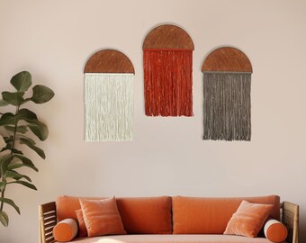 Half Moon Macrame Wall Hanging Set: Boho Textile Art