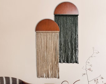 Half Moon Macrame Wall Hanging Set: Boho Fiber Art Decor