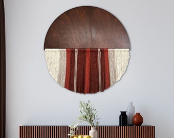 Half Moon Macrame Wall Hanging: Wood & Cotton, Scandinavian Decor