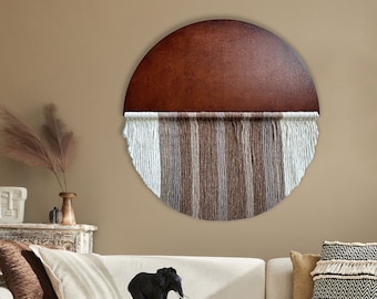 Half Moon Macrame Wall Hanging: Boho Wood & Cotton Textile Art