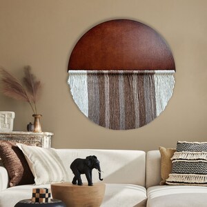 Half Moon Macrame Wall Hanging: Boho Wood & Cotton Textile Art