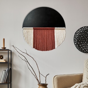 Half Moon Macrame Wall Hanging: Boho Fiber Art, Scandinavian Decor