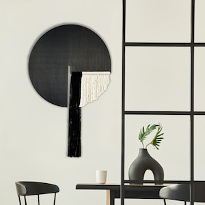 Full Moon Macrame Wall Hanging: Black & White Scandinavian Decor