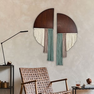 Half Moon Macrame Wall Hanging Set: Boho Fiber Art Decor