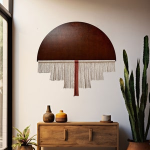 Half Moon Macrame Wall Hanging: Boho Fiber Art, Scandinavian Decor