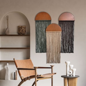 Half Moon Macrame Wall Hanging Set: Boho Fiber Art Decor
