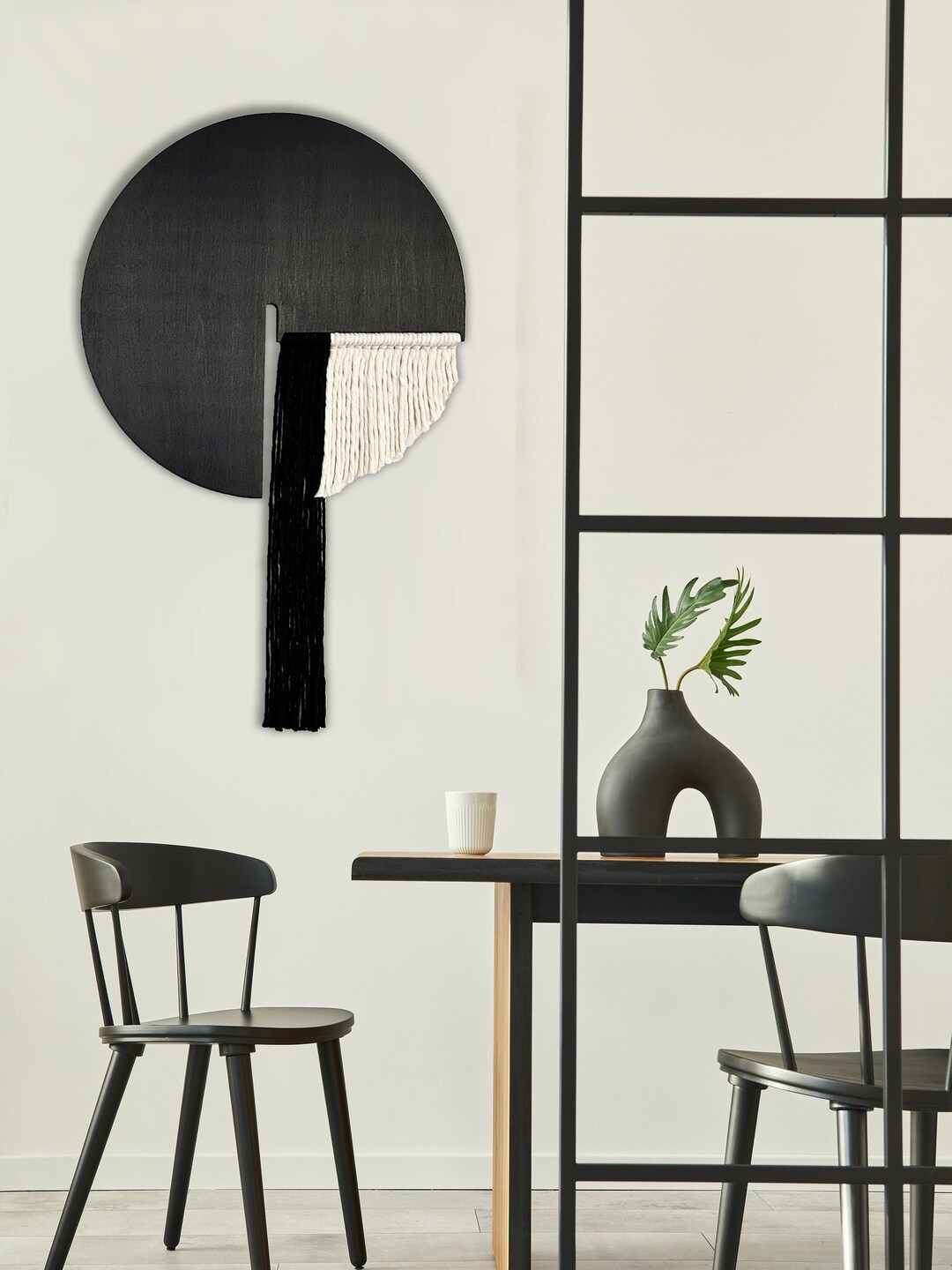 Full Moon Wall Hanging Set, Minimalist Wall Art, Half Moon Macrame Wall