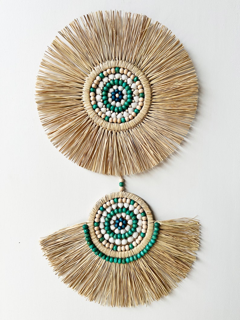 Handmade Raffia Wall Hanging Set - Thumbnail 3
