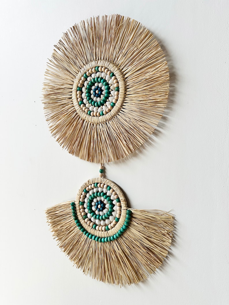 Handmade Raffia Wall Hanging Set - Thumbnail 2