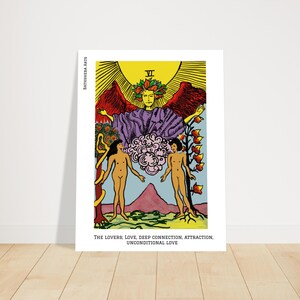 Handbemalt, The Lovers Tarot Karten Kunstdruck, Premium-Qualität spirituelle Wanddekoration, bunte Tarot Kunstwerk für Zuhause