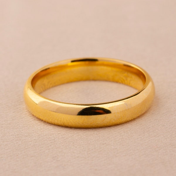 22K Solid Gold 4mm Wedding Band - 22K Gold 4mm Wedding - Gold 4mm Wedding Ring  Band - Domed 4mm Band - Thin Wedding Band