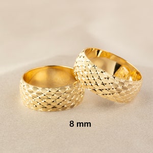 14K Solid Gold Wedding Band - 14k Gold Hammered Wedding Band - Gold Textured Wedding Ring - 14k - Rose Gold Wedding Ring - White Gold Rings