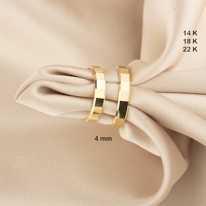 22K Solid Gold 4mm Wedding Bands22 18k Gold Faceted Wedding Bands - Unique Square Textured Design wedding band - 4mm Designer Wedding Band