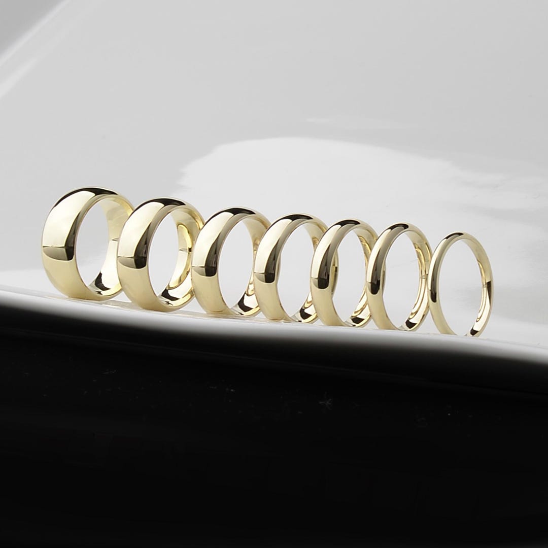 10K Real Gold Wedding Bands Solid Gold 10k Classic Dome Wedding Bands
