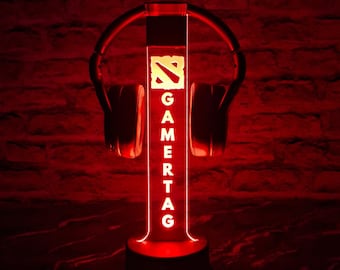 Dota 2 Headphone Stand | Personalized Game Room Desk Decor | Headset Accessories | Dota 2 Merch gift | Remote Control  Led Night Light