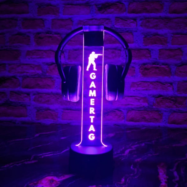CSGO Headphone Stand | Personalized Game Room Desk Decor | Headset Accessories | CsGo Merch | Remote Control  Led Night Light