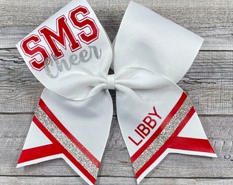 White, Red, Silver Cheer Bow, Custom Cheer Bow, Green Cheer Bow, Personalized, Sideline Cheer Bow, Competition Bow, YOU Choose Colors