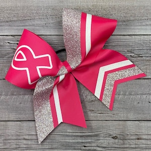 Breast Cancer Awareness Custom Glitter Cheer Bow, Pink Cheer Bow, Customize to your needs!