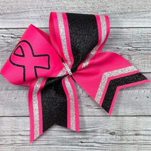 Breast Cancer Awareness Custom Glitter Cheer Bow, Pink Cheer Bow, Customize to your needs!