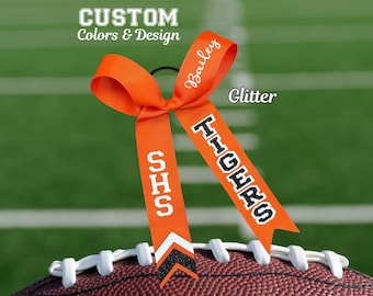 Orange and Black Cheer Bow, Collegiate Glitter Cheer Bow, Sideline Bow, Gameday Cheer Bow, Long Tail Bow, Skinny, YOU Choose Colors