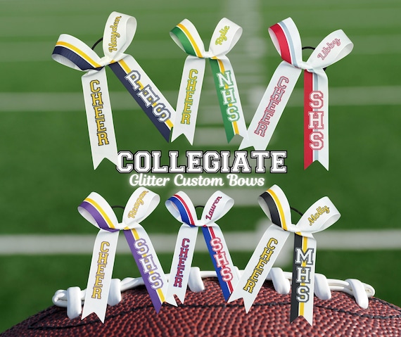Collegiate Cheer Bow, Custom Cheer Bow, Long Tail Bow, Sublimated, Custom Team Bow, Gameday Bow, Sideline Bow, You choose colors
